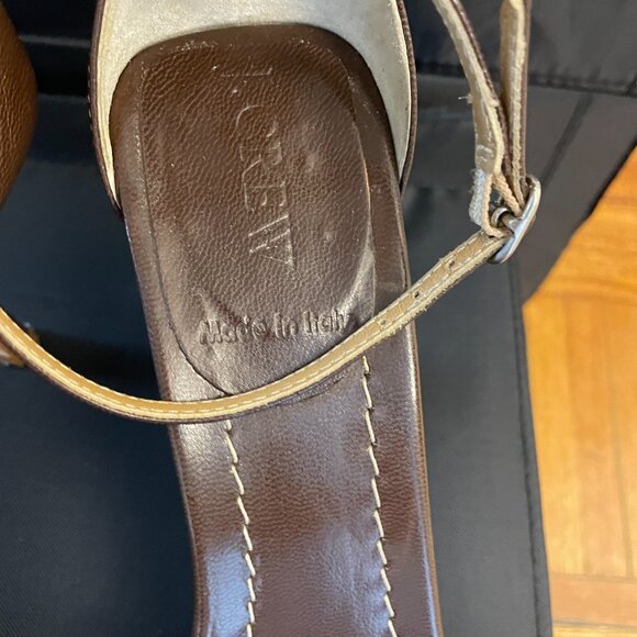 J. Crew Brown Leather Strappy Sandal Heels- Size 8 - Picture 4 of 8